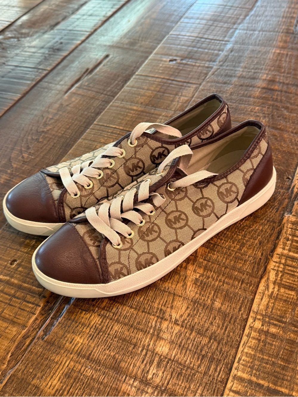 Michael Kors Women’s Brown Logo Canvas Low-Top Sneakers